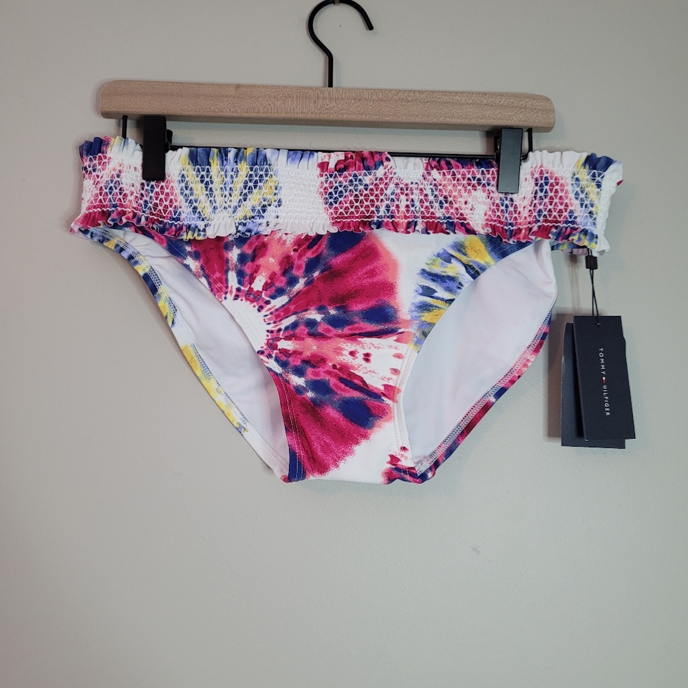 Tommy Hilfiger Tie-Dyed Smocked Bikini Bottom NWT